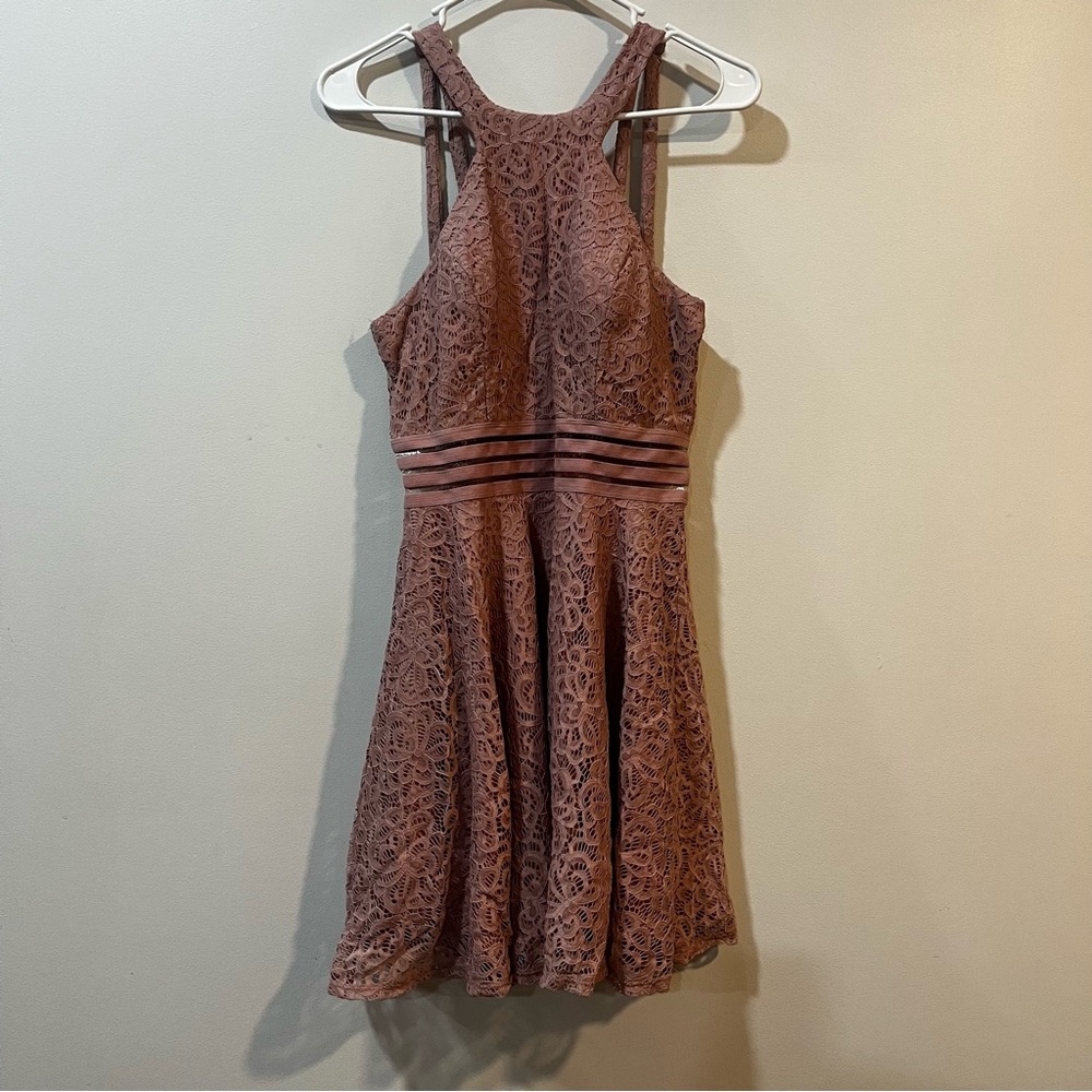 City Studio Mauve Lace Mini Dress